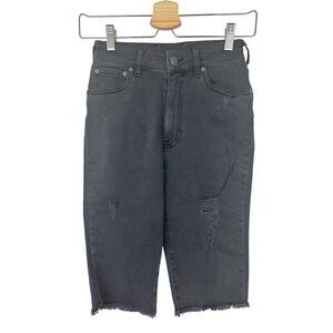 Ser.O.Ya Retrofete size 26 Maya High Rise Denim Shorts Black Distressed Bermuda